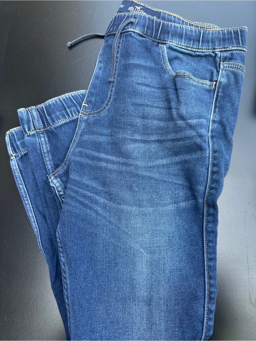 Hollister Navy Blue Elastic Waist Denim Joggers